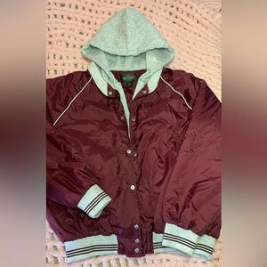 Burgundy Jacket with Gray Accents